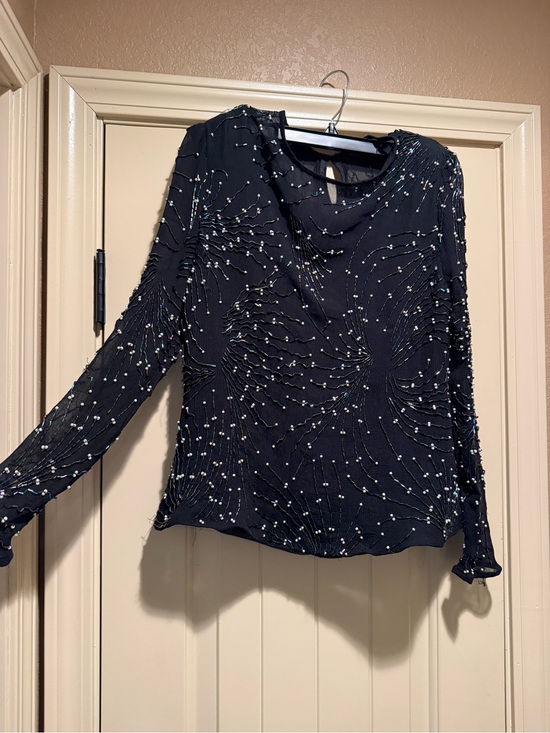 Source Unknown Tops - Source Unknown Black Long-Sleeve Beaded Women's Top Vintage
